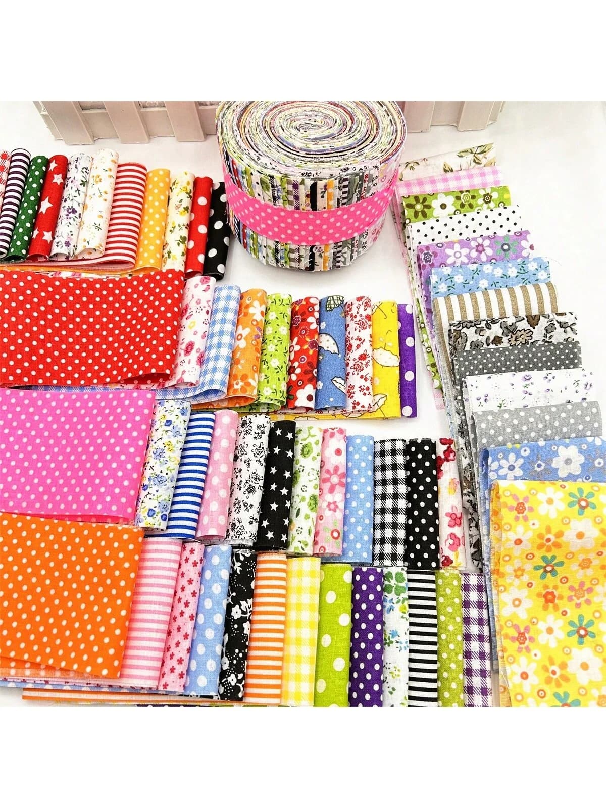 40 pièces coloré imprimé 6.5x50CM matériel de couture coton gelée rouleaux bandes plaine tissu bricolage Patchwork Quilting décoration