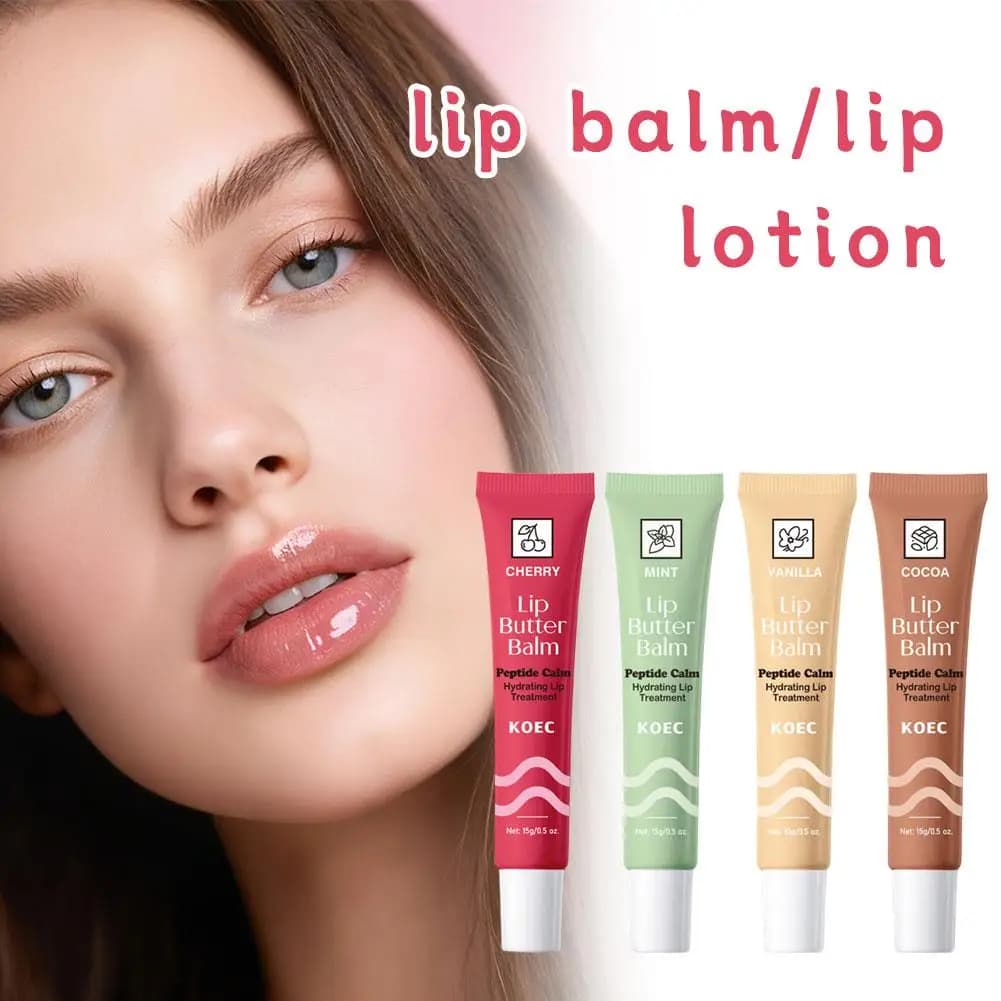 Baume à lèvres/lotion pour les lèvres KOEC, traitement hydratant apaisant aux peptides, anti-dessèchement, anti-fissures, soin nourrissant pour les lèvres, baume à lèvres brillant