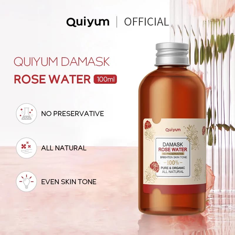 Eau de Rose pour le visage, Toner pour le visage, Essence de pétales de Rose organiques, sérum hydratant, rafraîchit, élastique, rétrécit les Pores, soins pour la peau