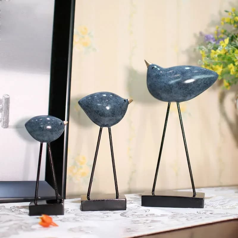 Statue de chiffre d'oiseau européen en résine