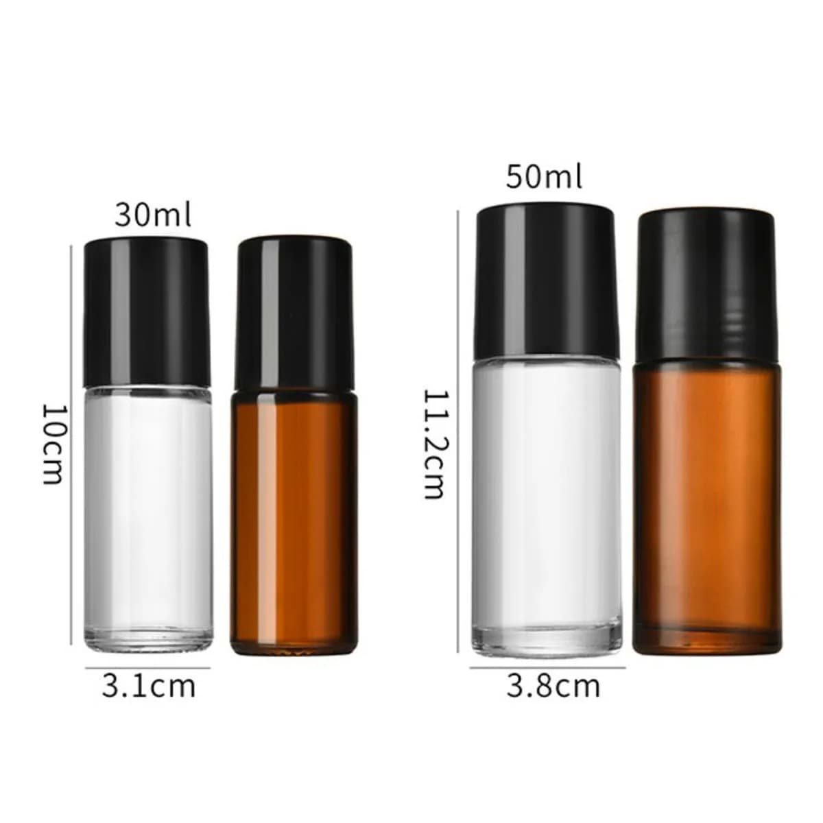 Bouteille en verre ambre/clair de 30ml 50ml, Quartz Rose naturel, boule à roulettes Extra Large en cristal, rouleau sur bouteille d'huile de parfum sous les bras