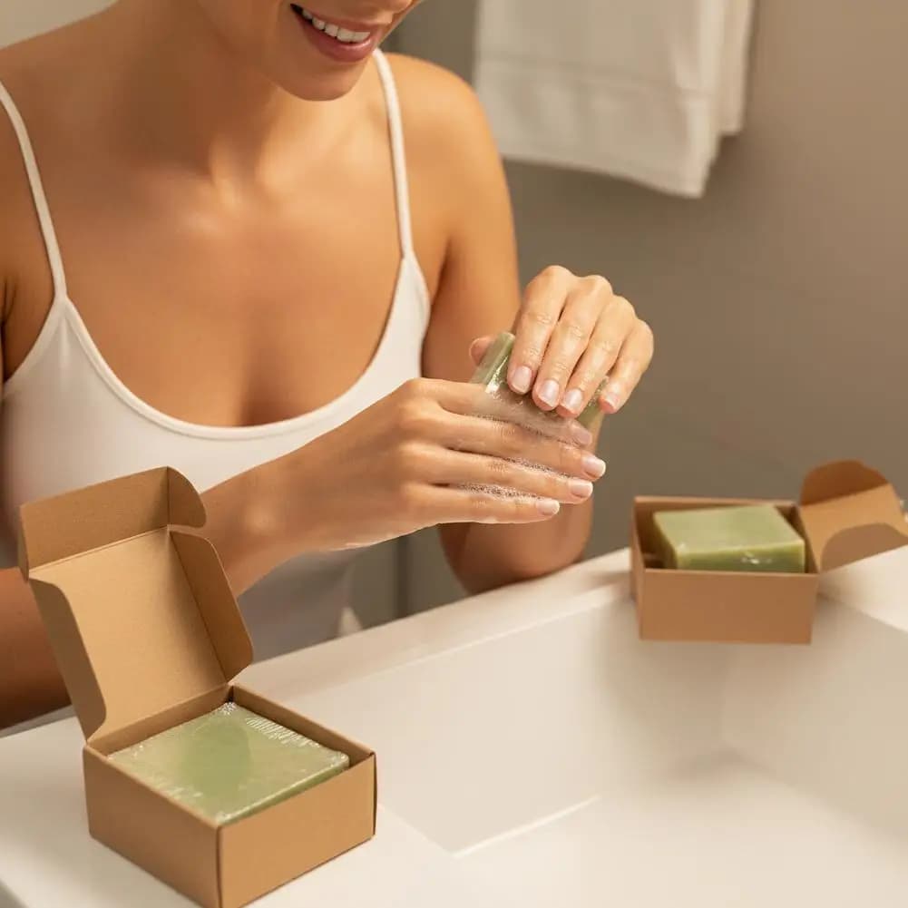Savon naturel ancien, affiné 3 ans dans une grotte, à l'huile d'olive et de laurier traditionnelle, hydratant, nettoyant doux pour le corps et le visage.
