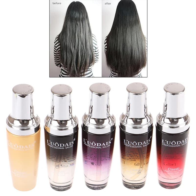 LUODAIS huile d'argan réparation des cheveux Essence de brillance plus lisse pour cheveux secs et endommagés pointes foues traitement naturel crépus