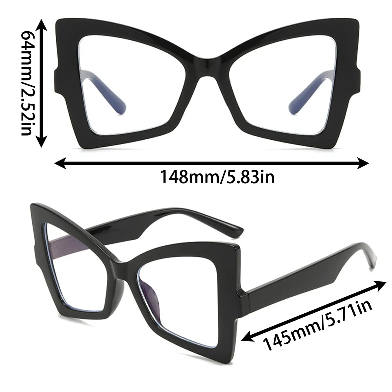 Lunettes surdimensionnées œil de chat pour femmes, monture tendance, Design de couleur contrastée