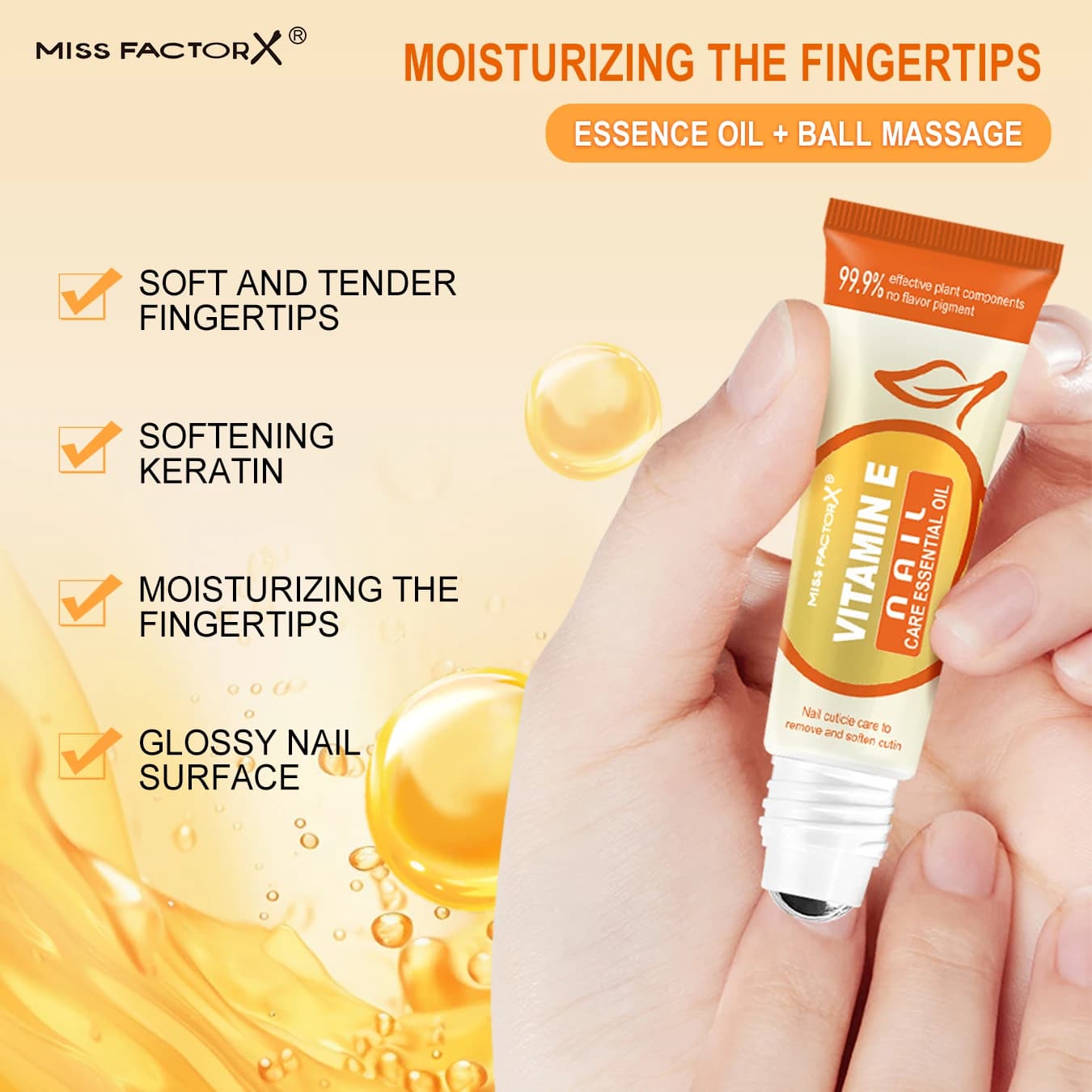 Ongles à ongles à la vitamine E, huiles essentielles pour soins du cuir mort 12 ml contenant une variété de composants végétaux efficaces, perle roulante massa