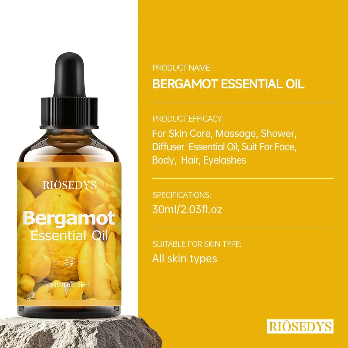Huile essentielle de bergamote, une formule de parfum premium, adaptée au massage corporel et aux soins capillaires et à l'aromathérapie.