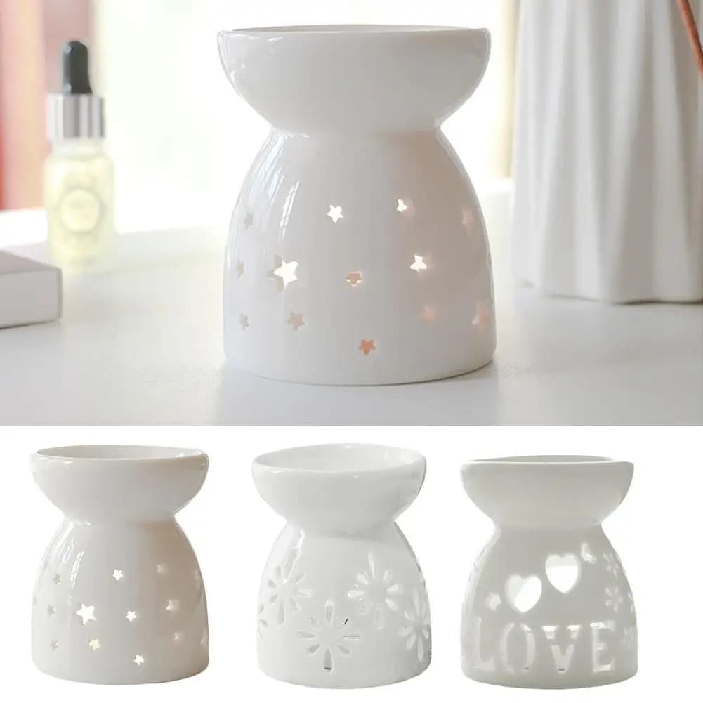 Brûleur d'encens en céramique blanche, bougie d'huile essentielle, diffuseur d'aromathérapie, poêle chauffant creux, décoration de maison du moyen-orient, ornement