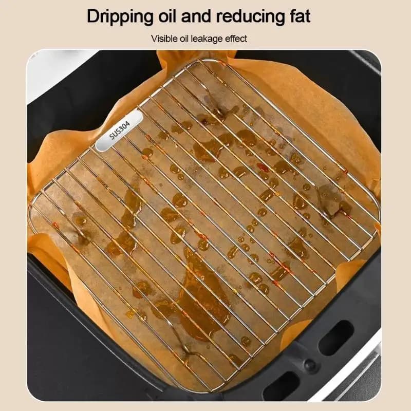 Grille de drainage d'huile pour friteuse à air en acier inoxydable 304, résistante à la chaleur, facile à nettoyer, accessoire de cuisine pour la cuisson, la grillade et la rôtisserie