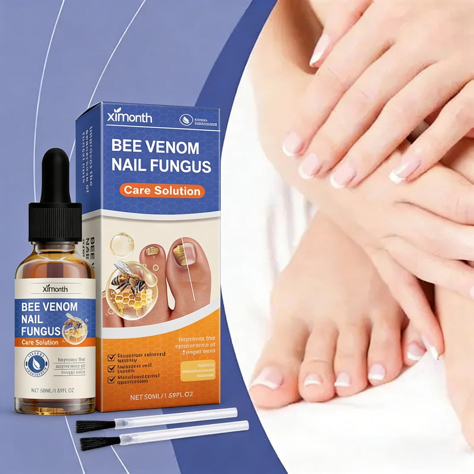 Solution de soin des ongles contre les mycoses, réparation de l'onychomycose, soin des ongles abîmés et fissurés des mains et des pieds, essence de soin des ongles 50ml