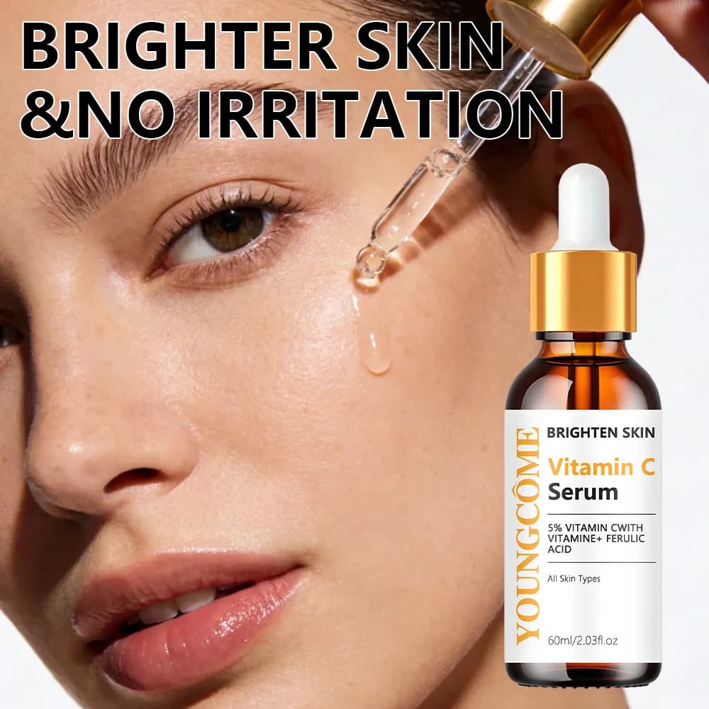 Sérum à la vitamine C avec vitamine E et acide férulique, sérum éclaircissant pour tous types de peau, sérum visage pour soins quotidiens