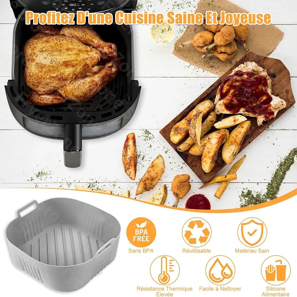 Moule de friteuse à Air carré de 23cm, pour Philips série 2000 NA230/00 COSORI 5,5l/6l/6,2l, accessoires de friteuse à Air réutilisables XXL