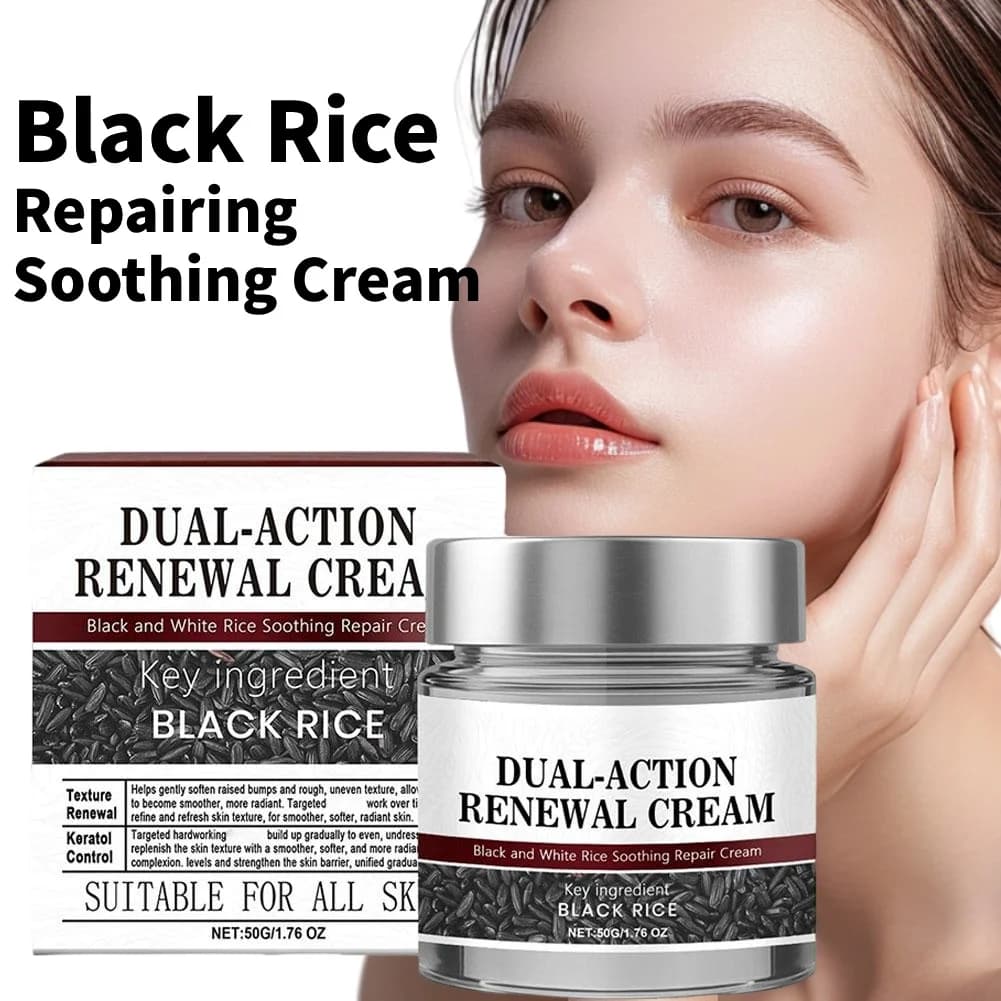 Crème à l'extrait de riz noir, réparatrice douce, hydratante apaisante pour peau sèche et sensible, Non grasse, absorption rapide, soins quotidiens pour la peau