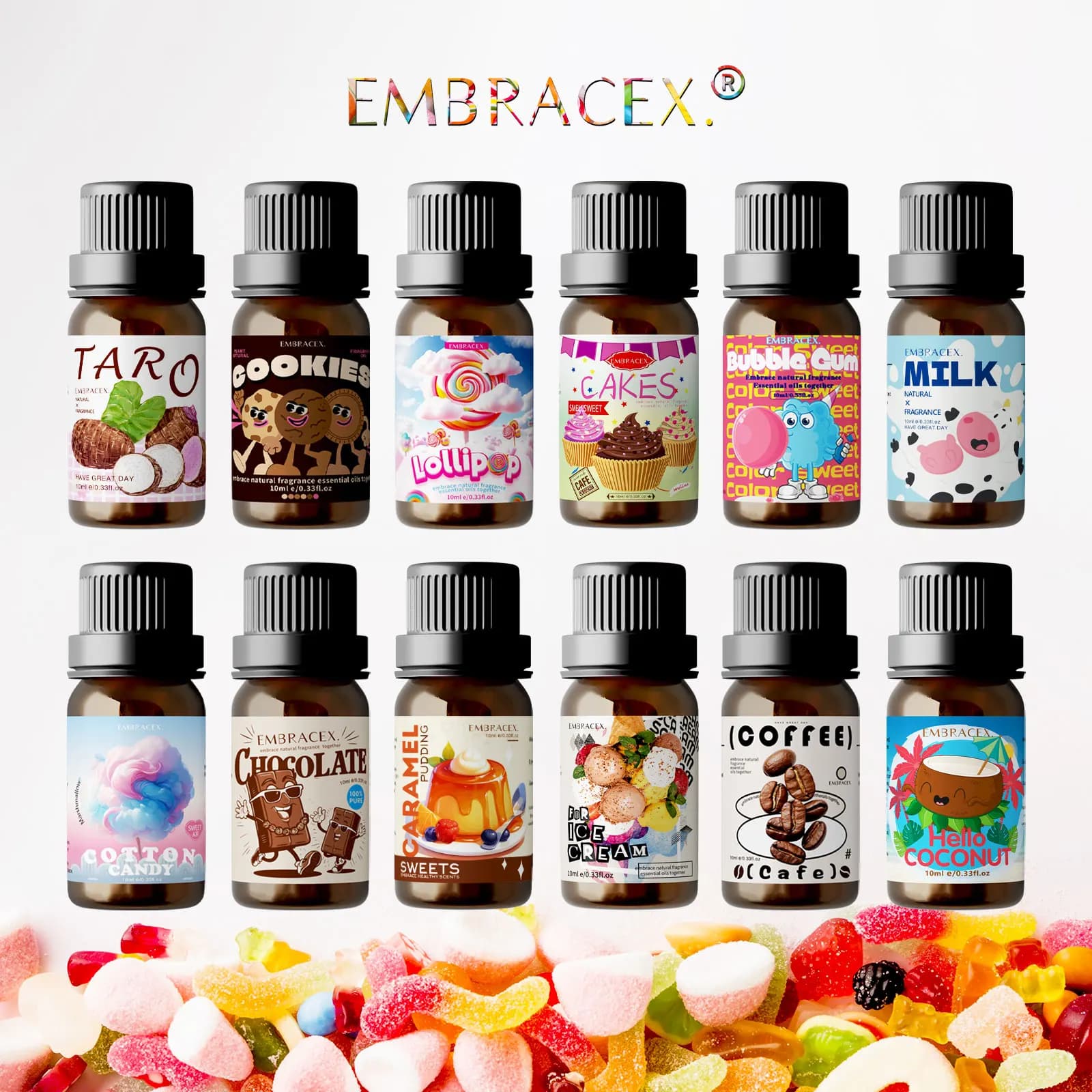 Huile essentielle délicieuse, parfum sucré, longue durée, aromathérapie pour voiture, pour cadeau, 6 pièces/1 pièce, 10ML
