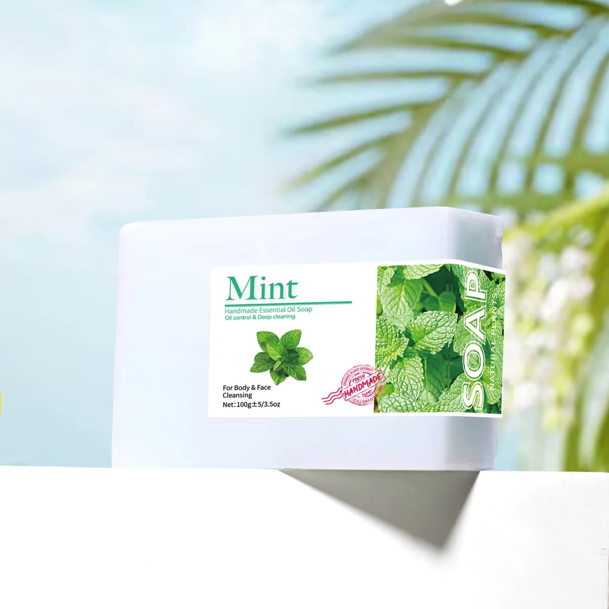 Savon nettoyant aux huiles essentielles de menthe, savon fait main pour le nettoyage, savon aux huiles essentielles végétales biologiques naturelles, savon de bain