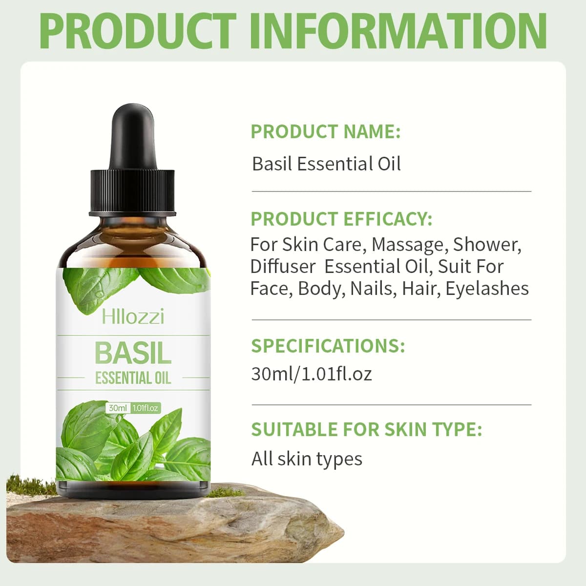 Huile essentielle de basilic hydratante, aromathérapie, 30ml, adaptée aux bougies d'aromathérapie, humidificateur de voiture