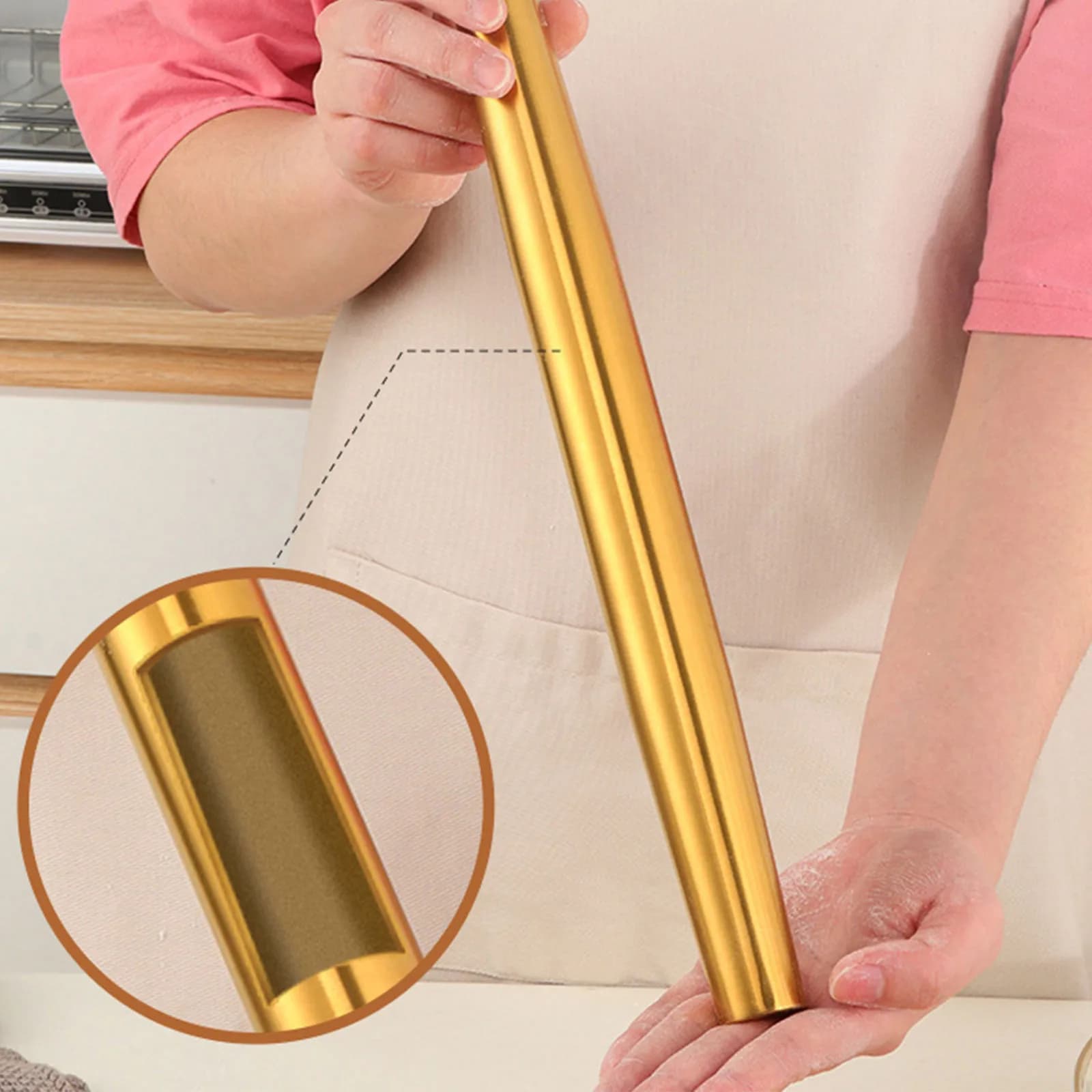 Rouleau à pâtisserie en acier inoxydable doré, outil de boulangerie pour rouler les biscuits, les nouilles, la pâte à dumplings, ustensile de cuisine