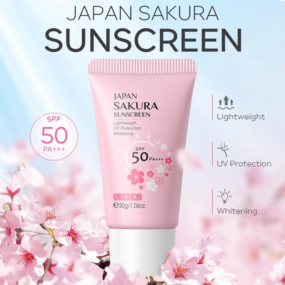 Sakura-Crème Solaire éventuelles F50 Hydratante UV, Protection du Visage et du Corps, Isolation Gratitude, Contrôle de l'Huile, SAP Mélanine, Soins de la Peau