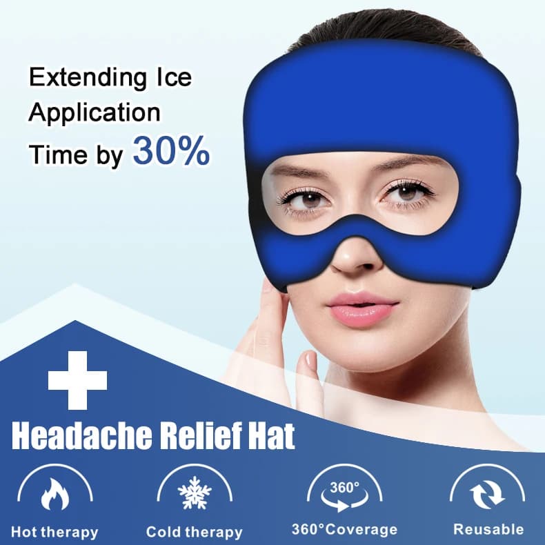 Chapeau de soulagement de la Migraine avec masque pour les yeux en Gel, casquette de soulagement des maux de tête, enveloppe de tête de glace, chapeau de thérapie chaude et froide pour les maux de têt