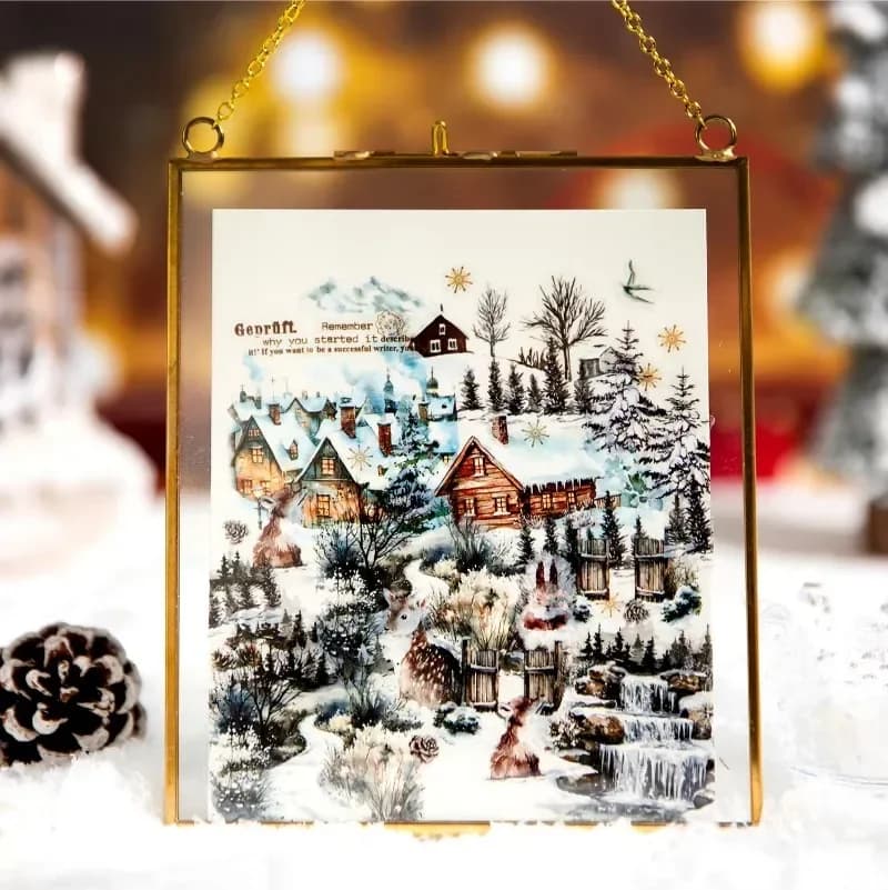 1 rouleau PET neige manuel bricolage décoration rubans recyclés Scrapbook autocollants hiver adhésifs bande hiver paysage 60mm * 2m