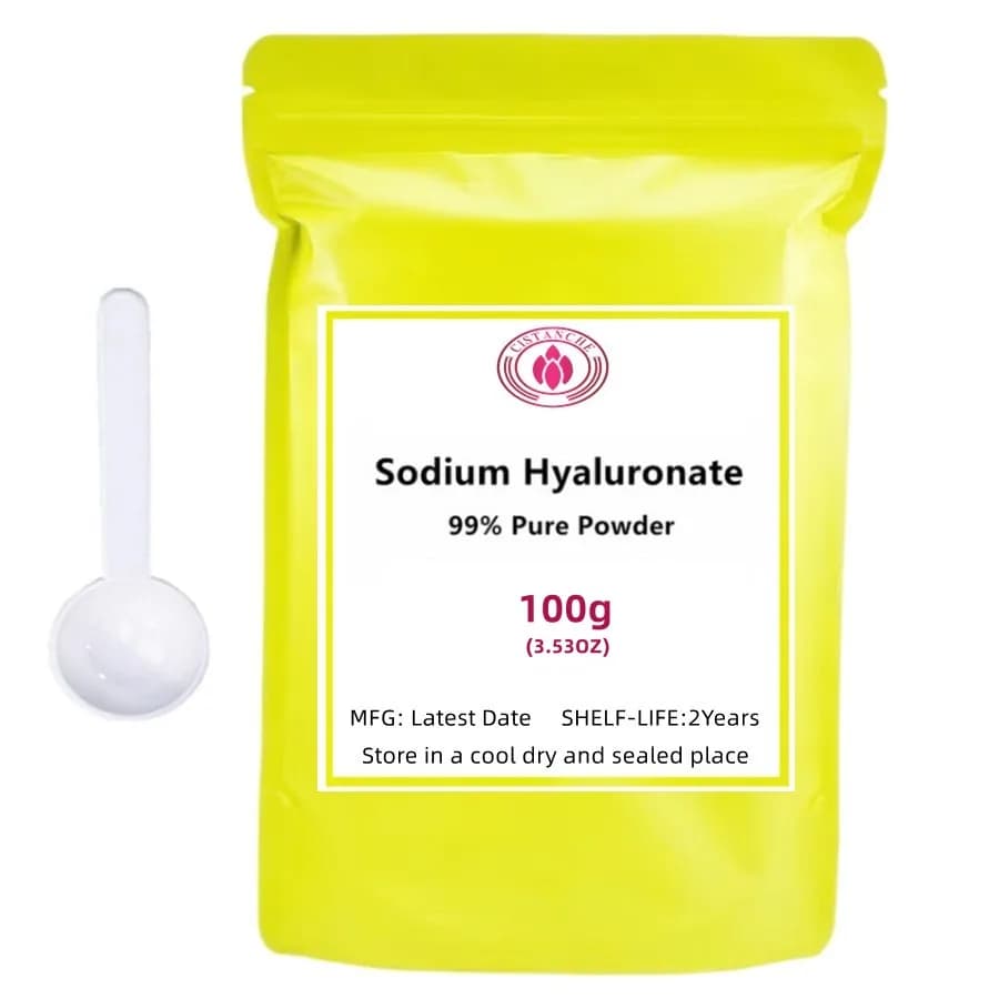 Poudre d'Hyaluronate de Sodium Ha de Qualité Alimentaire, Solution de Crosse d'Acide Hyaluronique, Soins de la Peau, Réparation des Matières premières, Masque Facial Hydratant