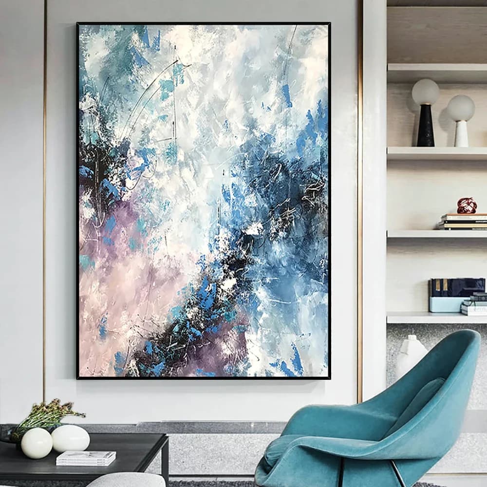 Peinture à l'huile abstraite sur toile faite à la main, art mural moderne, grande taille, décoration de salon de coutumes, rapBergame