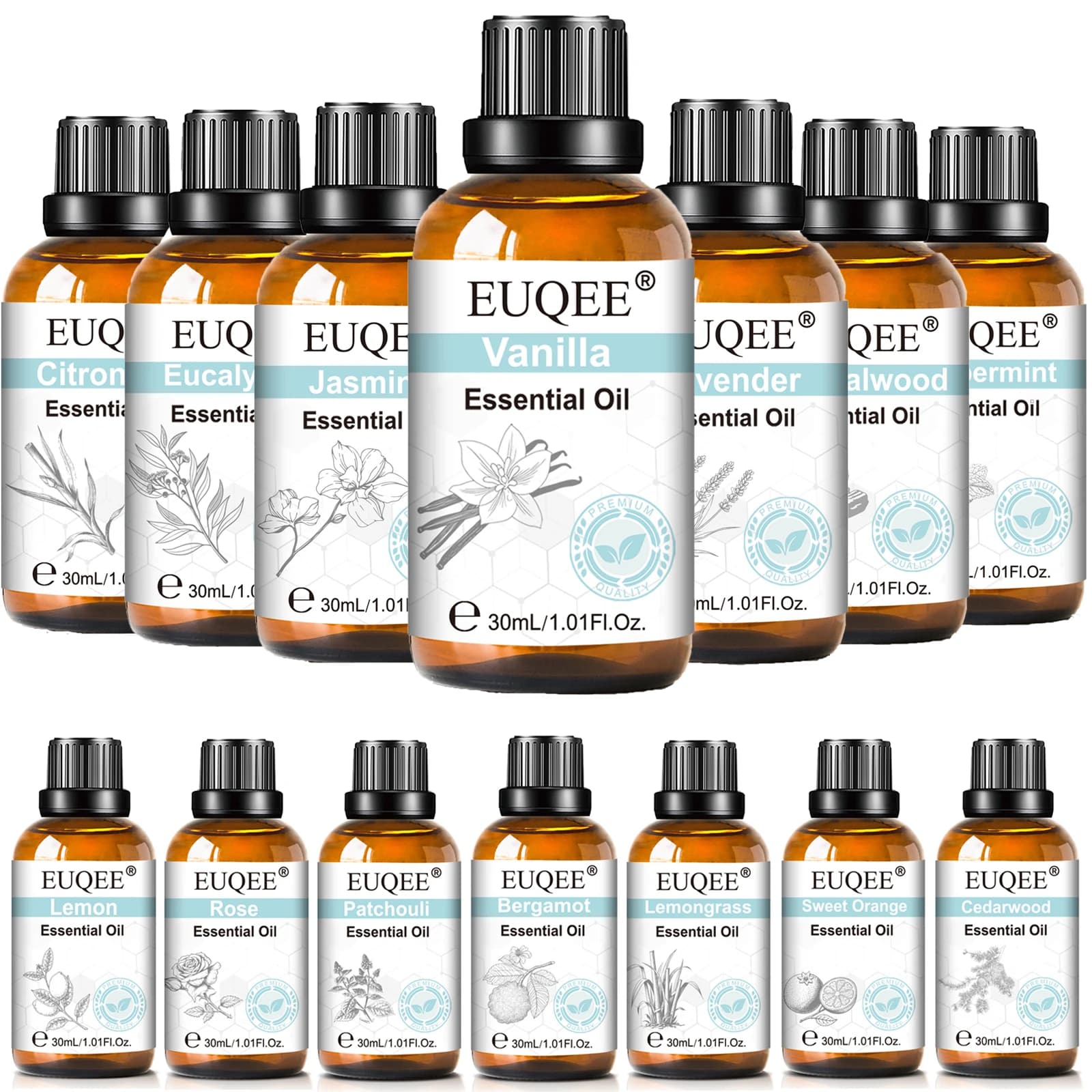 Huile essentielle Pure de 30ML, vanille, lavande, menthe, Rose, pour aromathérapie, humidificateur, bougie parfumée, encens, patchouli, huile parfumée