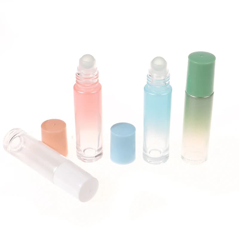 Bouteilles en verre épais de 10ml, bouteille vide de couleur dégradée, bouteille à bille roulante pour huile essentielle, Kit de voyage, bouteille de parfum
