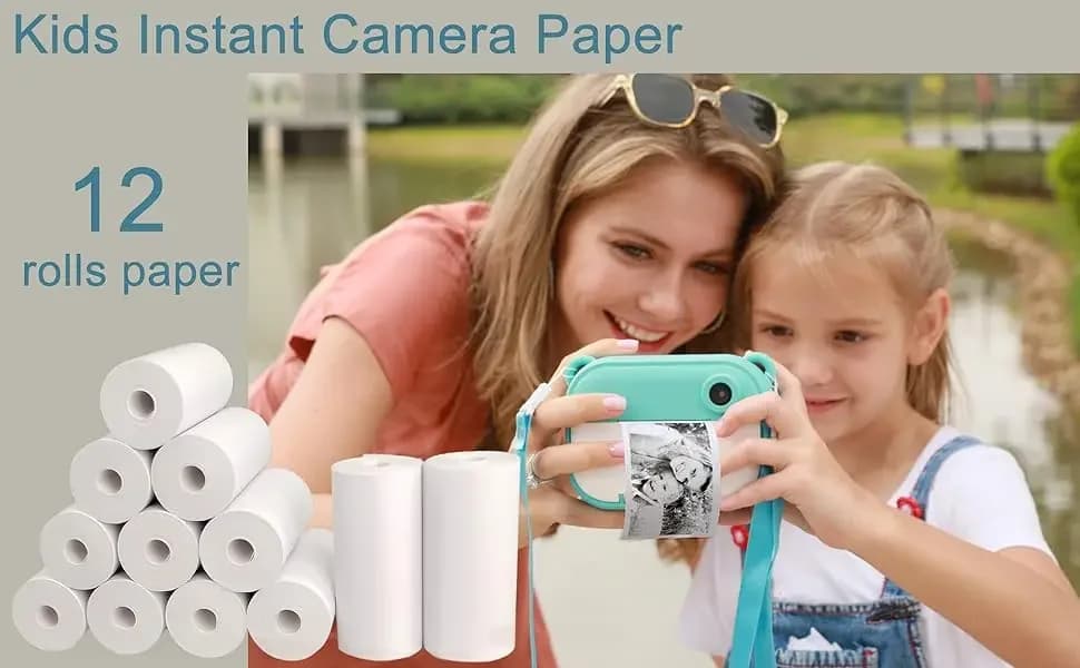 Recharge d'appareil photo instantané pour enfants, 12 rouleaux, Film en papier d'impression, impression thermique sans noyau pour caisse enregistreuse Portable de 57mm, imprimante Mobile