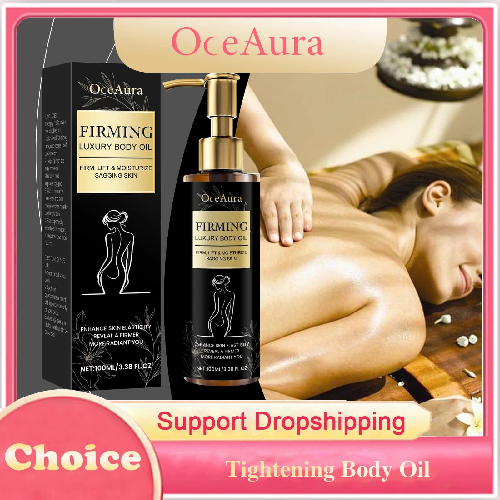 Huile corporelle raffermissante hydratante Anti-Cellulite améliore l'affaissement raffermissant façonnant minceur lissant éclaircissant huile de Massage corporel