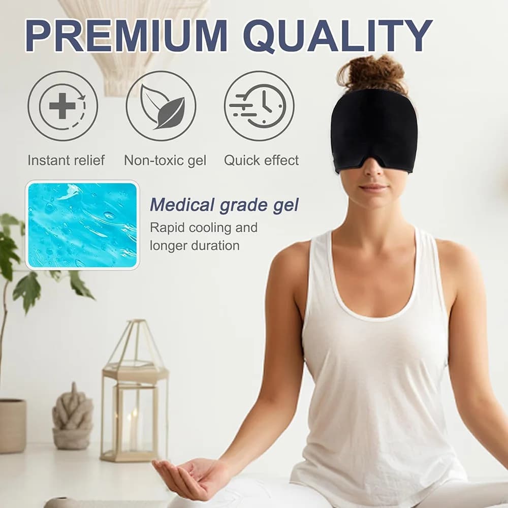 Chapeau de soulagement de la Migraine, chapeau pour les maux de tête, Gel, thérapie chaude et froide, casquette de glace pour soulager la douleur, masque pour les yeux, soulagement de la pression du S