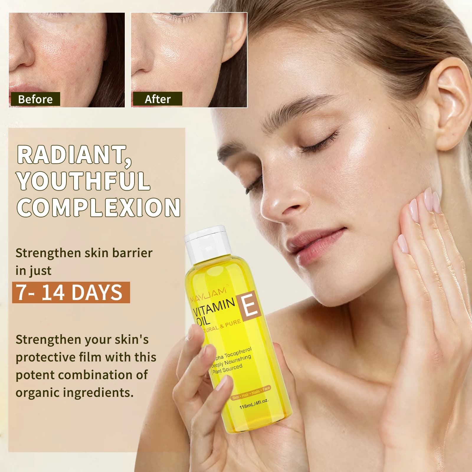 MAYJAM huile de vitamine E naturelle et Pure soin de la peau hydratant éclaircir le teint