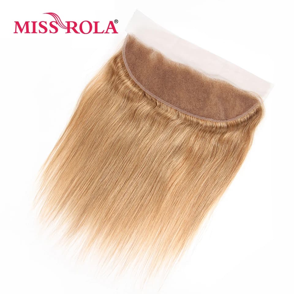 Miss Rola 13x4 Lace Frontal Closure Cheveux Humains Brésiliens Remy Lisses de l'oreille à l'oreille Couleur Ombrée avec Baby Hair