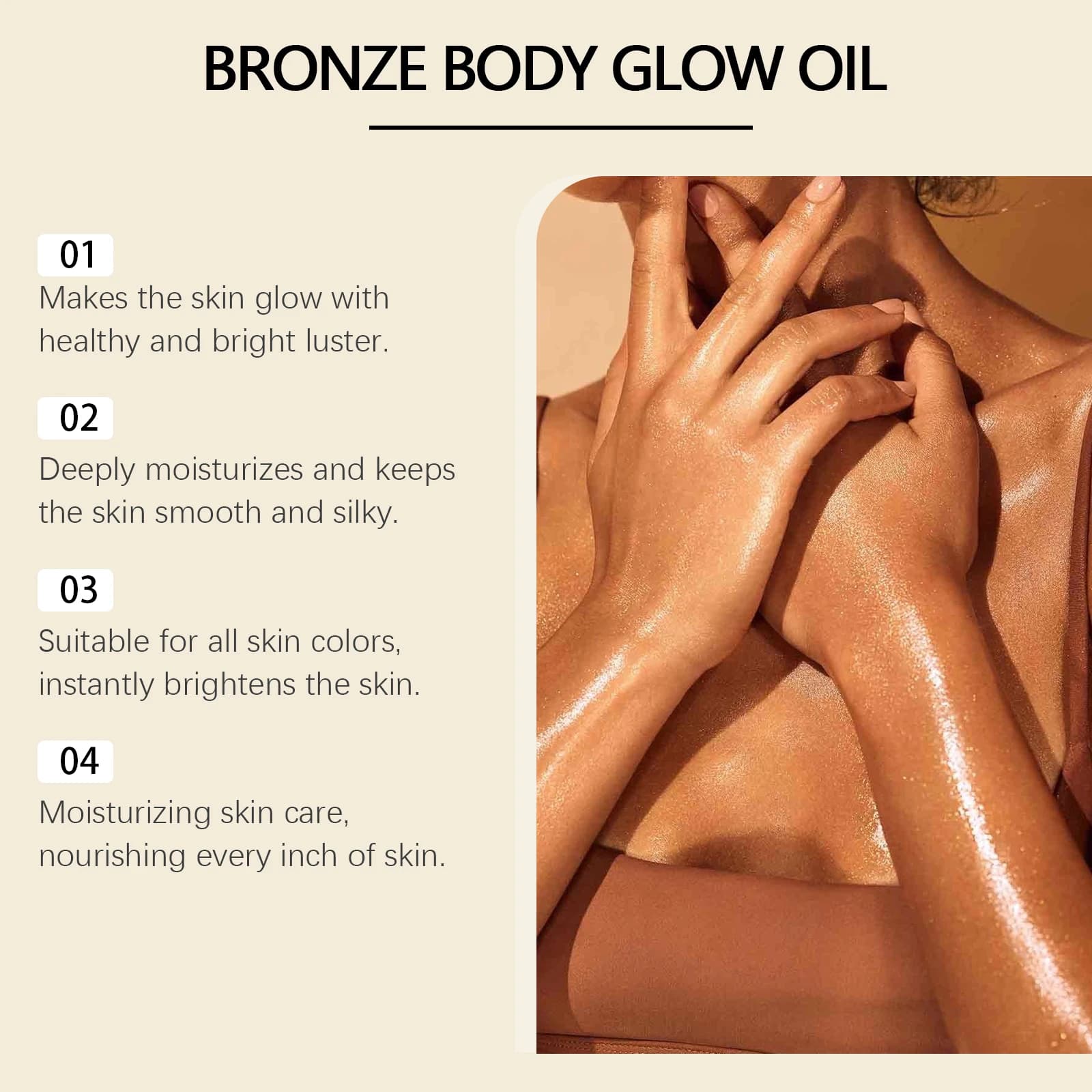 Huile Corporelle Scintillante Bronze, Illuminateur Corporel Lumineux pour le Bronzage, Huile Hydratante et Éclatante pour le Corps