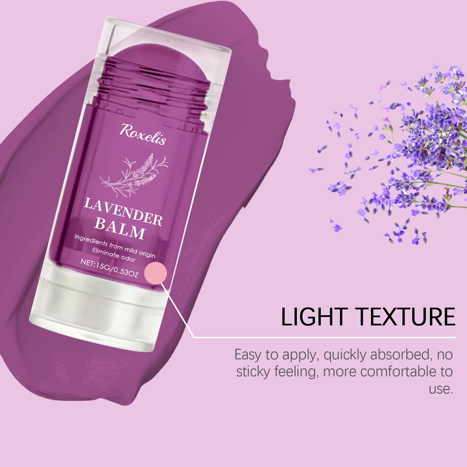 Parfum solide à la lavande Roxelis pour femmes, baume parfumé portable, parfum léger longue durée, facile à appliquer