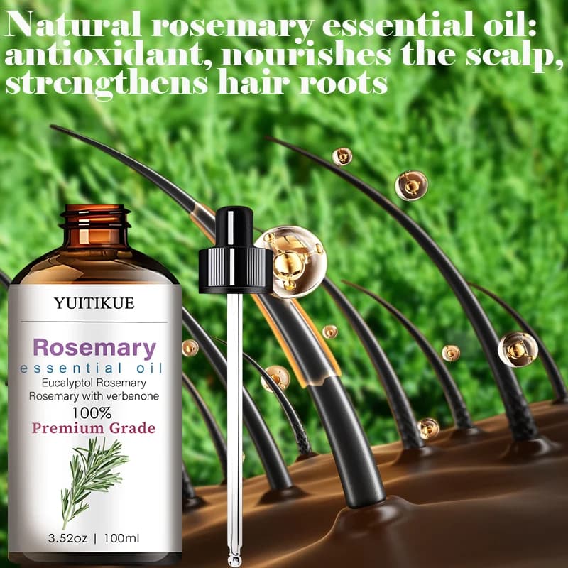 Huile essentielle de romarin YUITIKUE |   Formule 100% Eucalyptol et Verbenone de qualité supérieure |   Pour les soins capillaires et l'aromathérapie 100ml