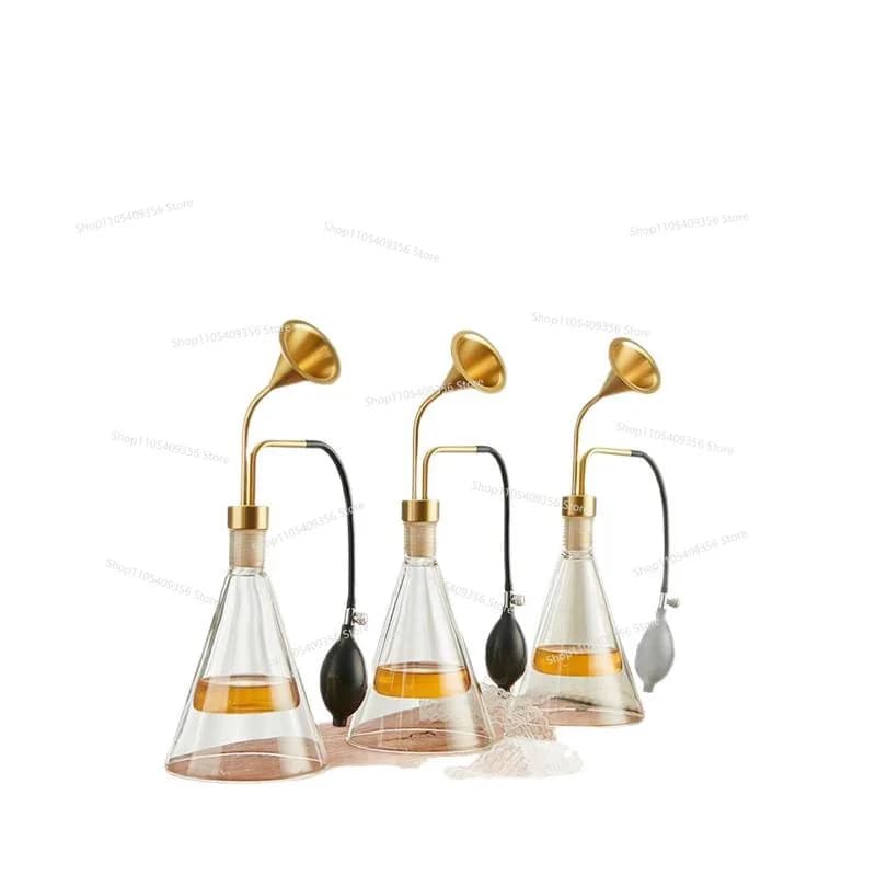 Bouteille en verre pour huiles essentielles avec double entonnoir d'hydrothérapie parfumée