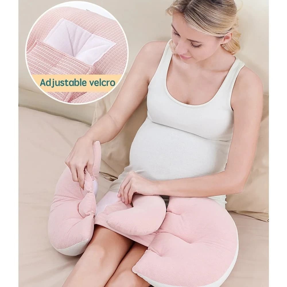 Oreiller de grossesse avec 1 oreiller auxiliaire gratuit, oreiller de soutien de taille en coton pour femmes enceintes, oreiller de couchage pour le corps
