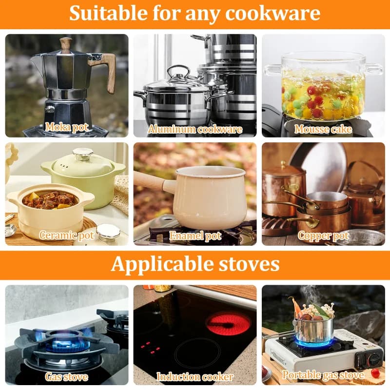 Plaque diffuseur de chaleur en acier inoxydable 16/20/24 cm pour cuisinière à gaz - Adaptateur à induction portable avec poignée amovible pour une cuisson uniforme