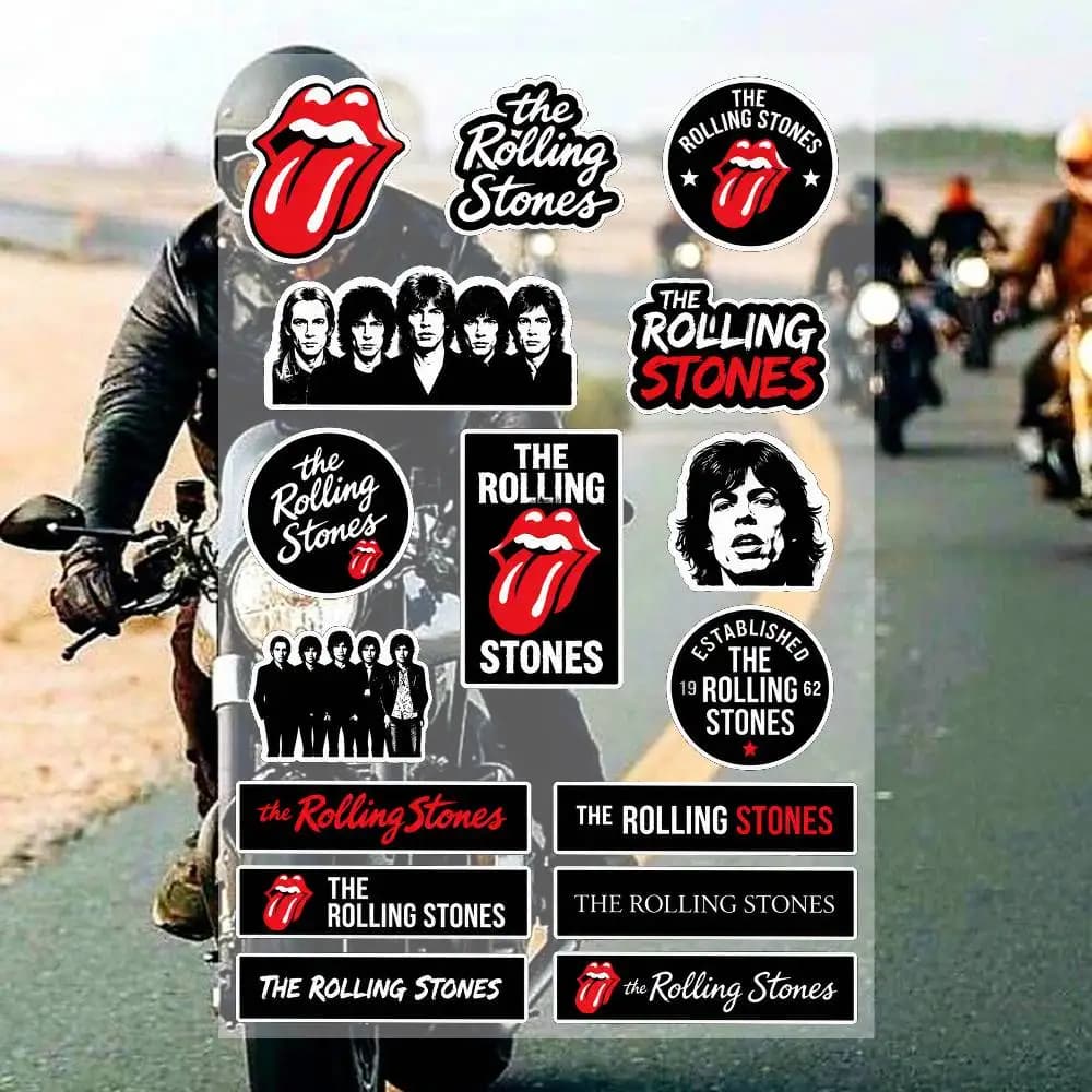 Autocollants en vinyle imperméables T-he Rolling S-T-oneS pour motos