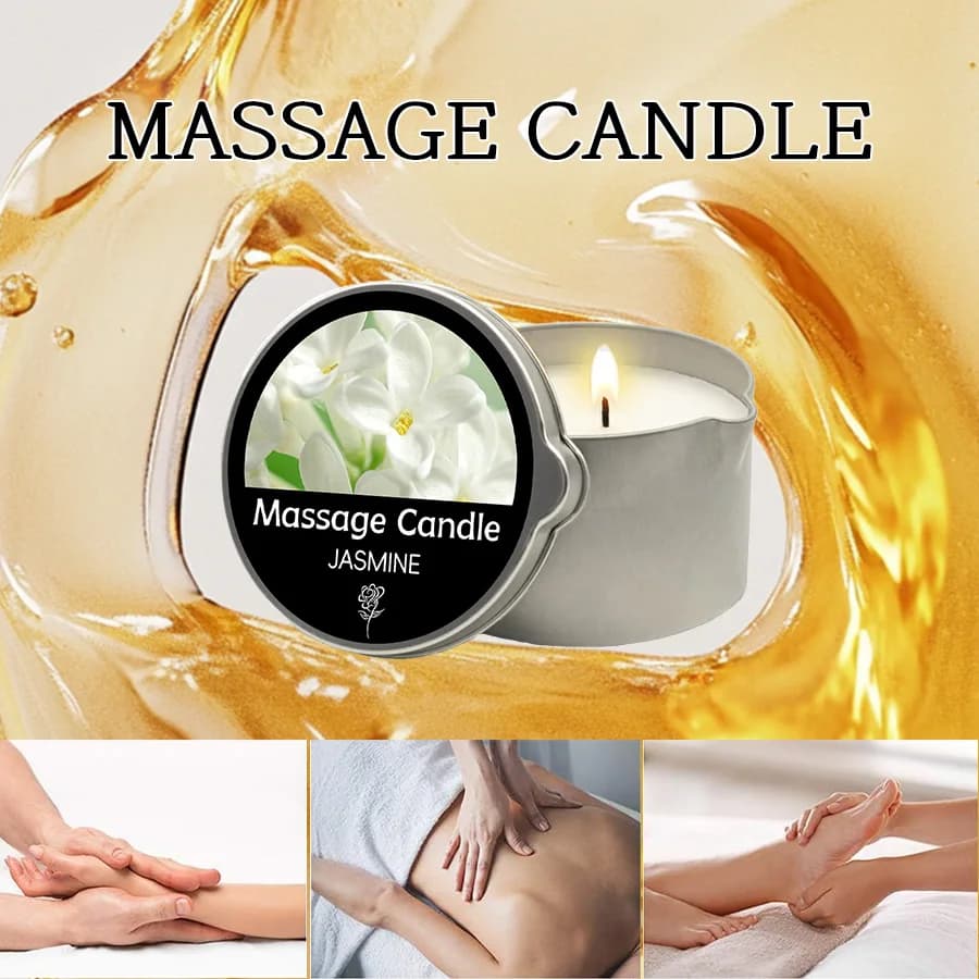 Bougie de Massage-huile essentielle- Six parfums différents, 1oz/2oz fonde dans l'huile de Massage chaude-bougie de Massage Sensuelle, bec verseur