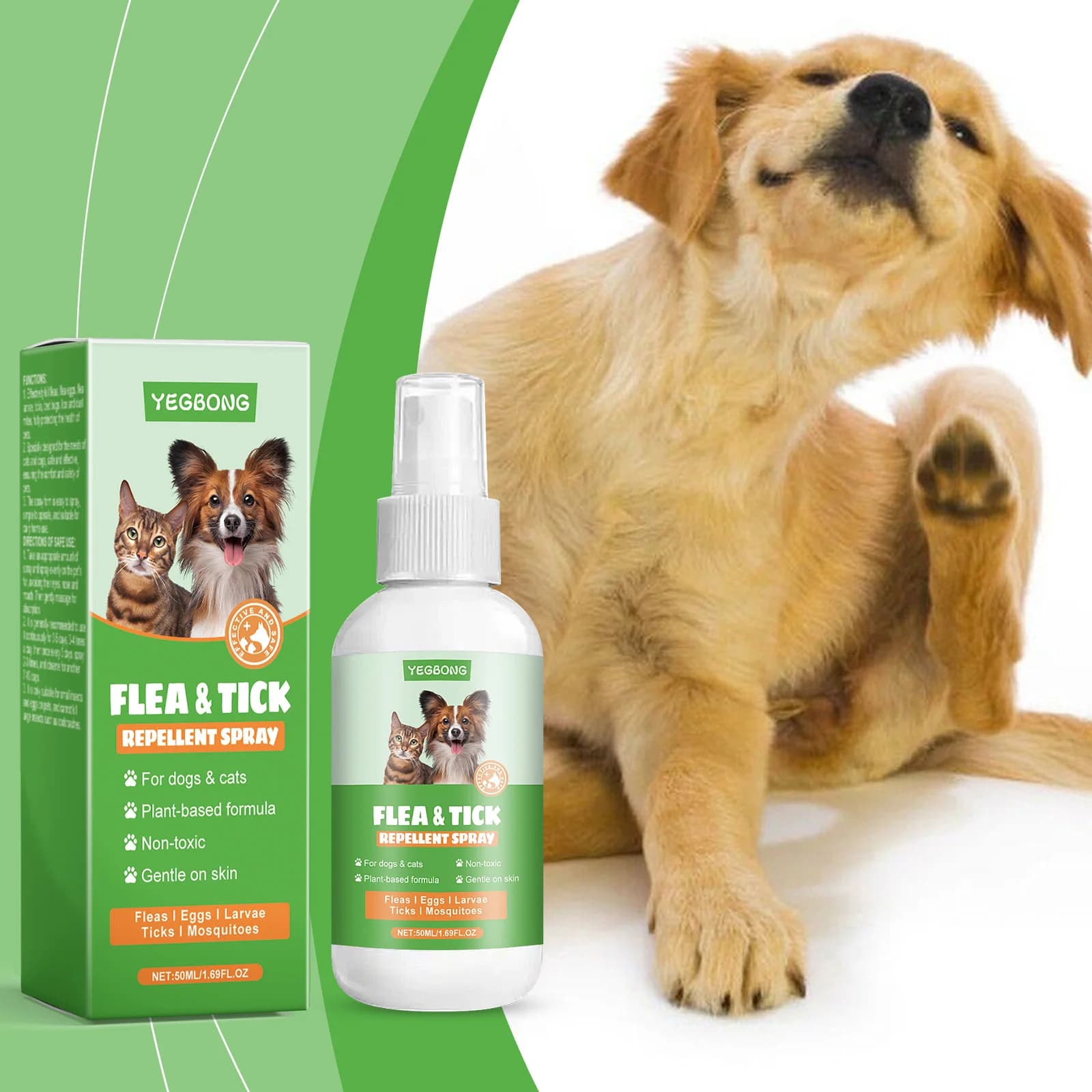 Spray répulsif anti-puces pour animaux de compagnie, réduisant efficacement les puces et les tiques, soulage les démangeaisons de la peau, protège la santé, répulsif pour animaux de compagnie à action