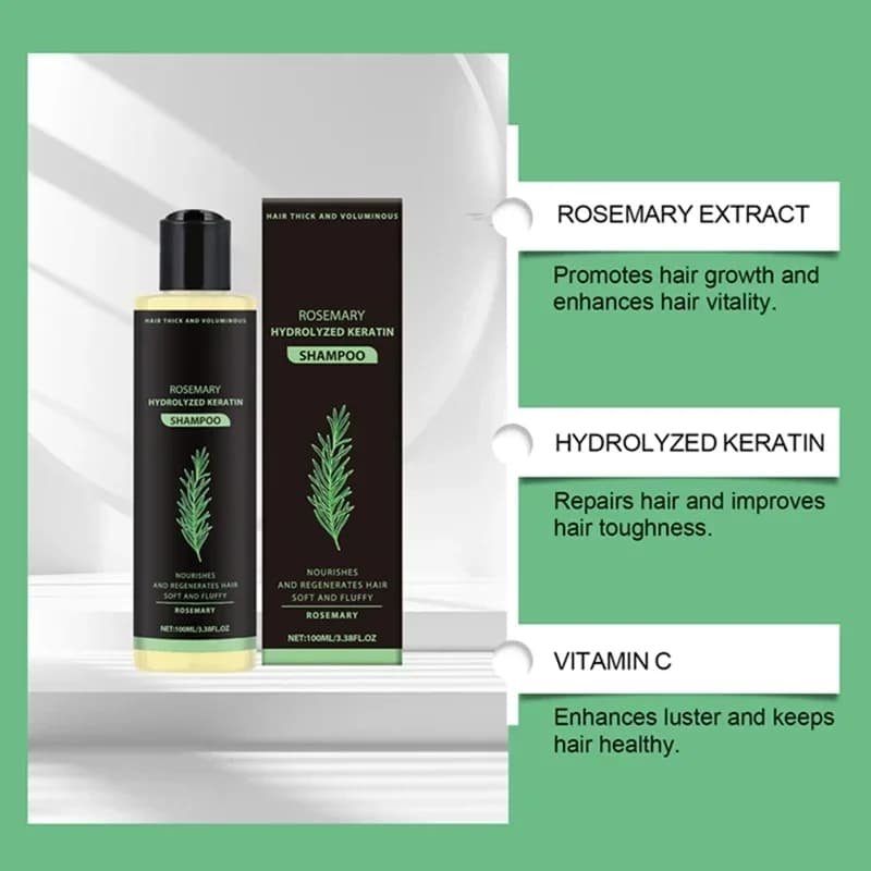 Shampooing Épaississant au Romarin : Contrôle du Sébum, Volume Accru, Renforce les Cheveux, Réduit la Casse, Nourrissant et Réparateur