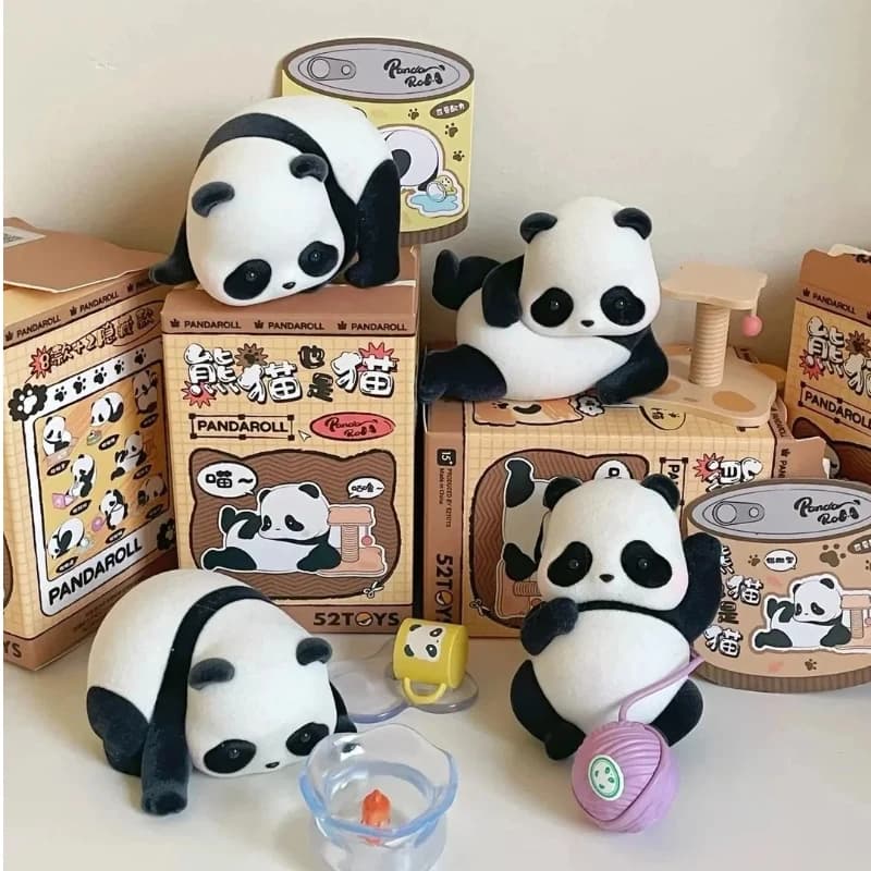 Panda Roll Pandas – boîte aveugle originale série chat, ornements, boîte mystère, figurines d'anime, joli modèle Animal, cadeau mignon