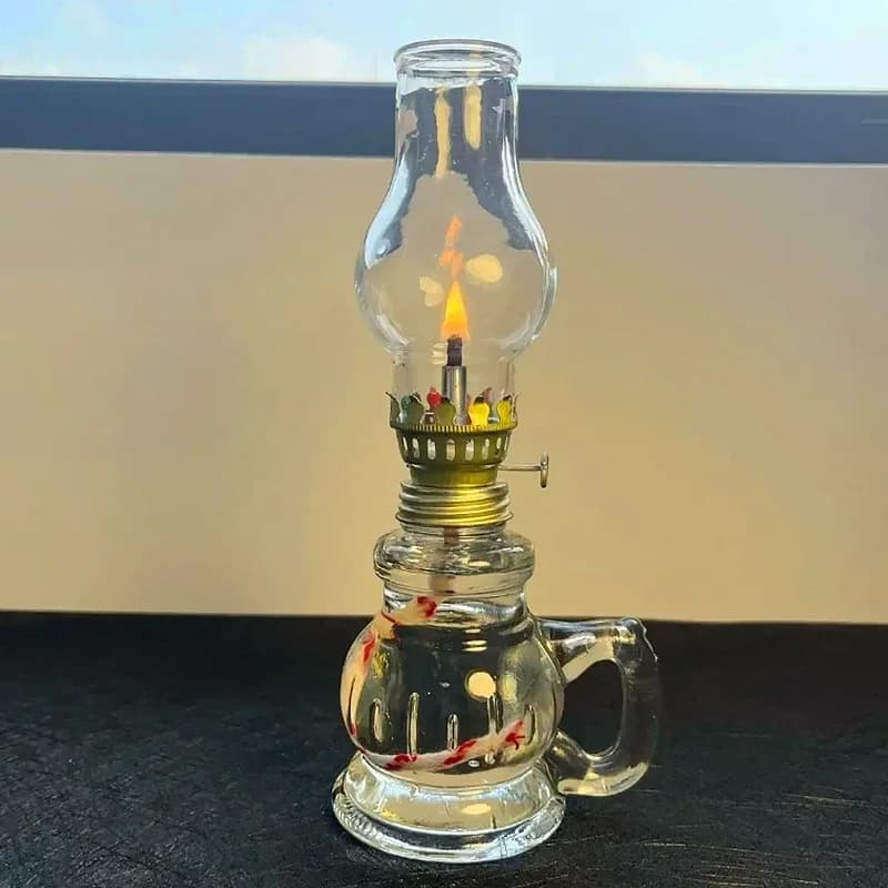 1/2 pièces rétro lampe en verre coupe-vent Mini lampes à huile de kérosène avec poignée pour utilisation intérieure éclairage de secours décor de mariage de noël
