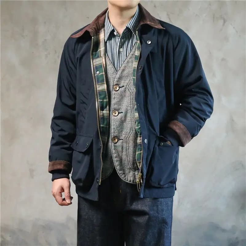 Amekage-Veste coupe-vent britannique imperméable pour homme