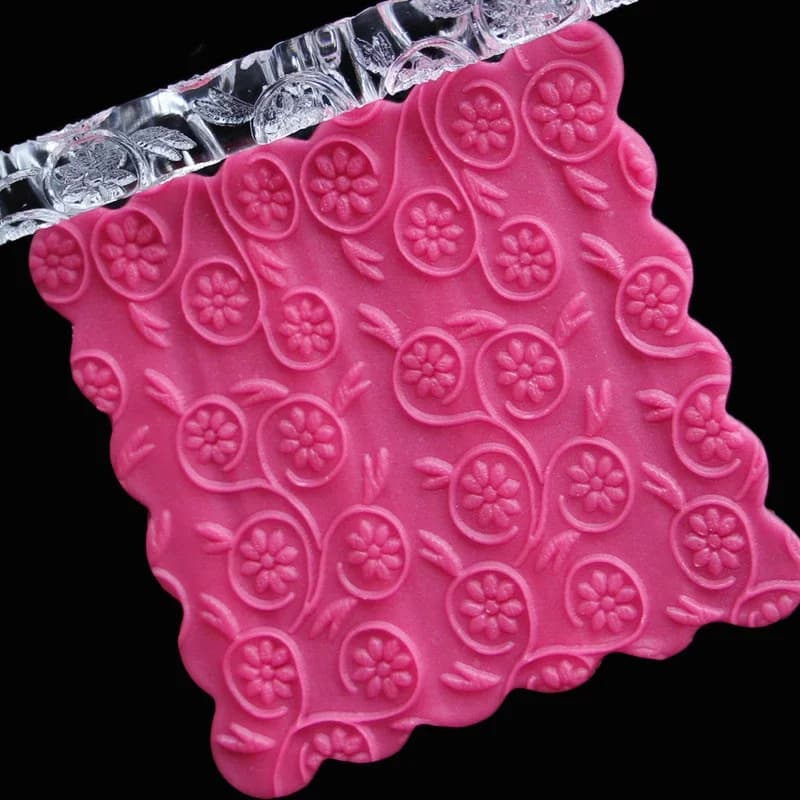 Rouleau à pâtisserie en acrylique conçu pour Impression de gâteau Fondant, rouleau à pâtisserie, accessoires de cuisine, outils de cuisson en gaufrage, 1 pièce