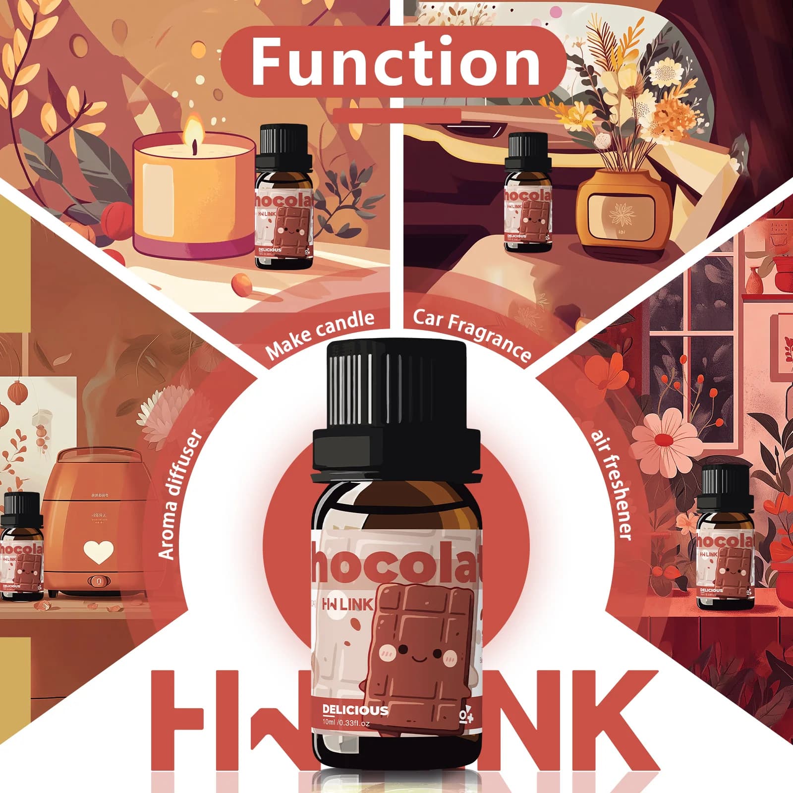 Huiles essentielles au chocolat 10 ml pour la fabrication de bougies, l'aromathérapie, les diffuseurs, les cadeaux et les désodorisants