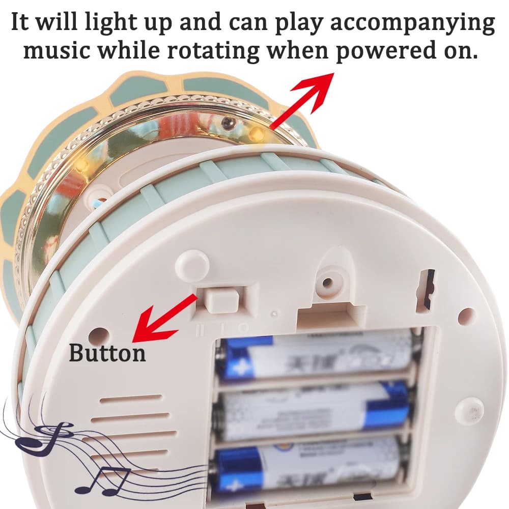 Boîte à musique carrousel avec lumière LED rotative
