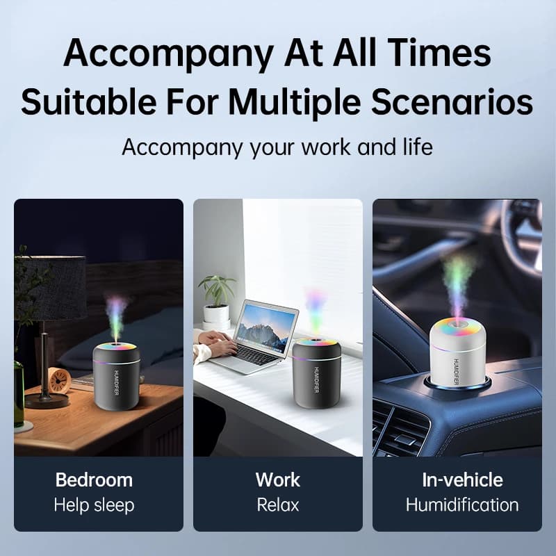 Mini humidificateur d'air électrique USB, diffuseur d'arômes, supporter ficateur d'huiles essentielles, brumisateur d'aromathérapie, lumières pour voiture, maison, chambre, 180ml