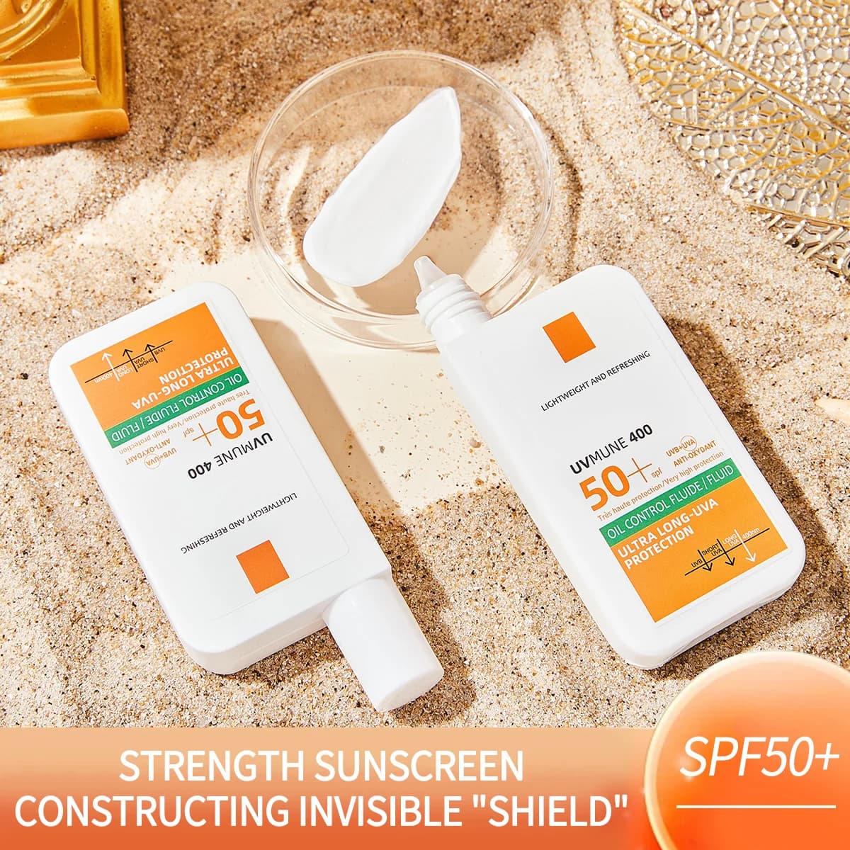 Crème solaire visage longue durée avec une protection UV élevée, rafraîchissante et hydratante, un produit 2 en 1 pour le soin de la peau et la protection solaire
